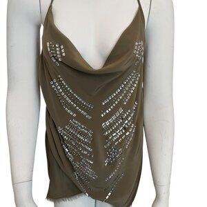 Madison Marcus Embellished Silk Halter Top